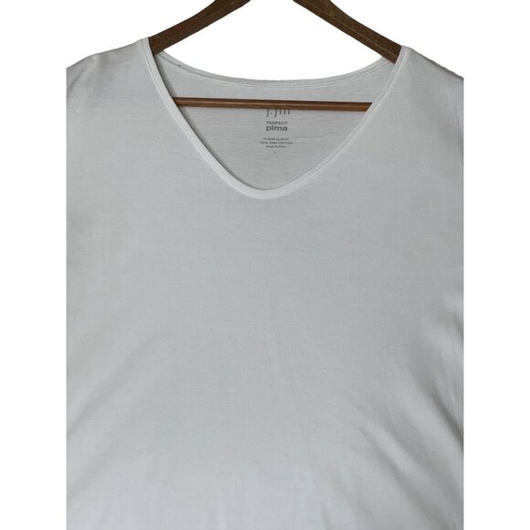 J. Jill Perfect Pima Women's Size L gray Elbow Sleeve V-Neck Top Quality Minima - Picture 5 of 14
